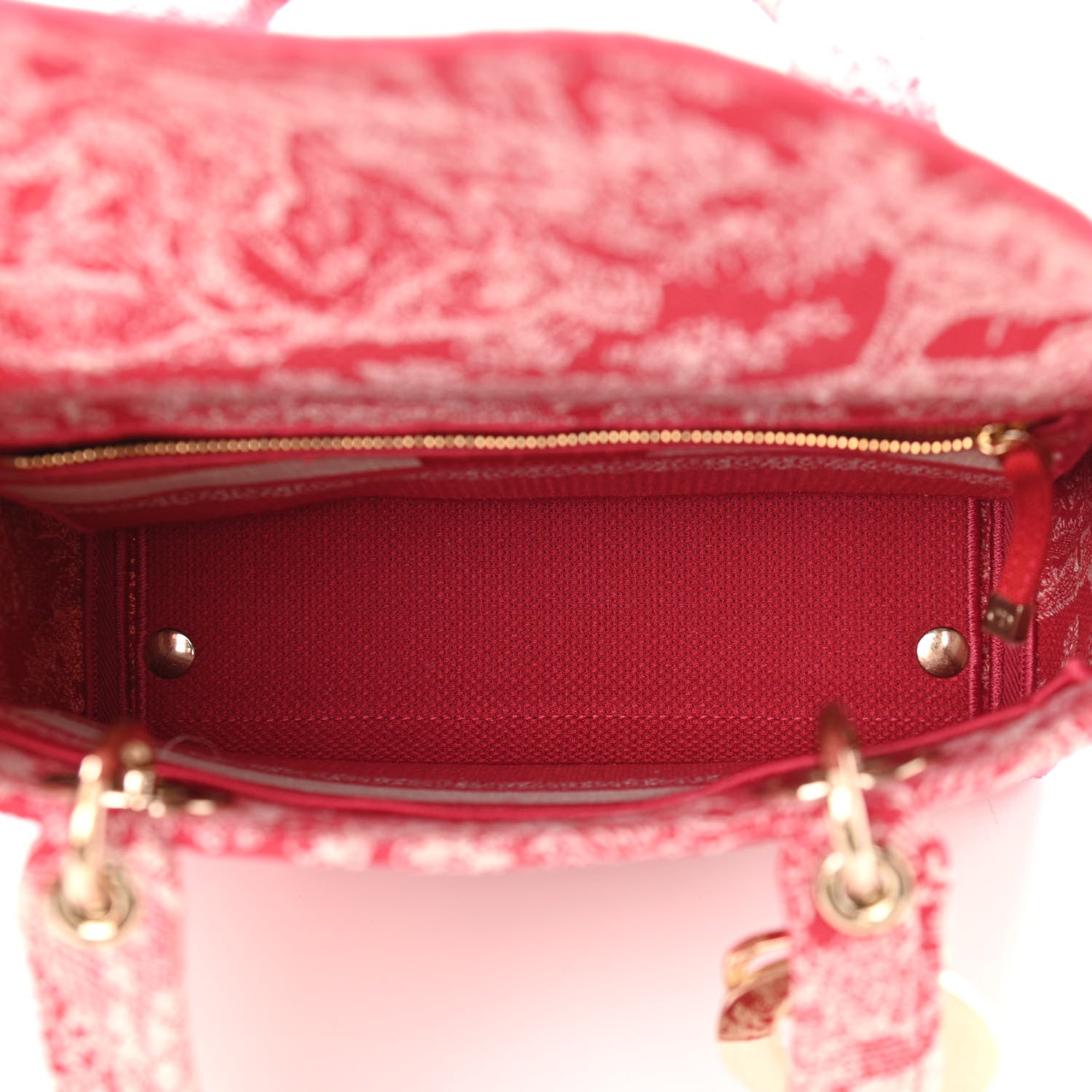 Christian Dior Canvas Toile De Jouy Reverse Embroidered Medium Lady D-Lite Red 5 of 10
