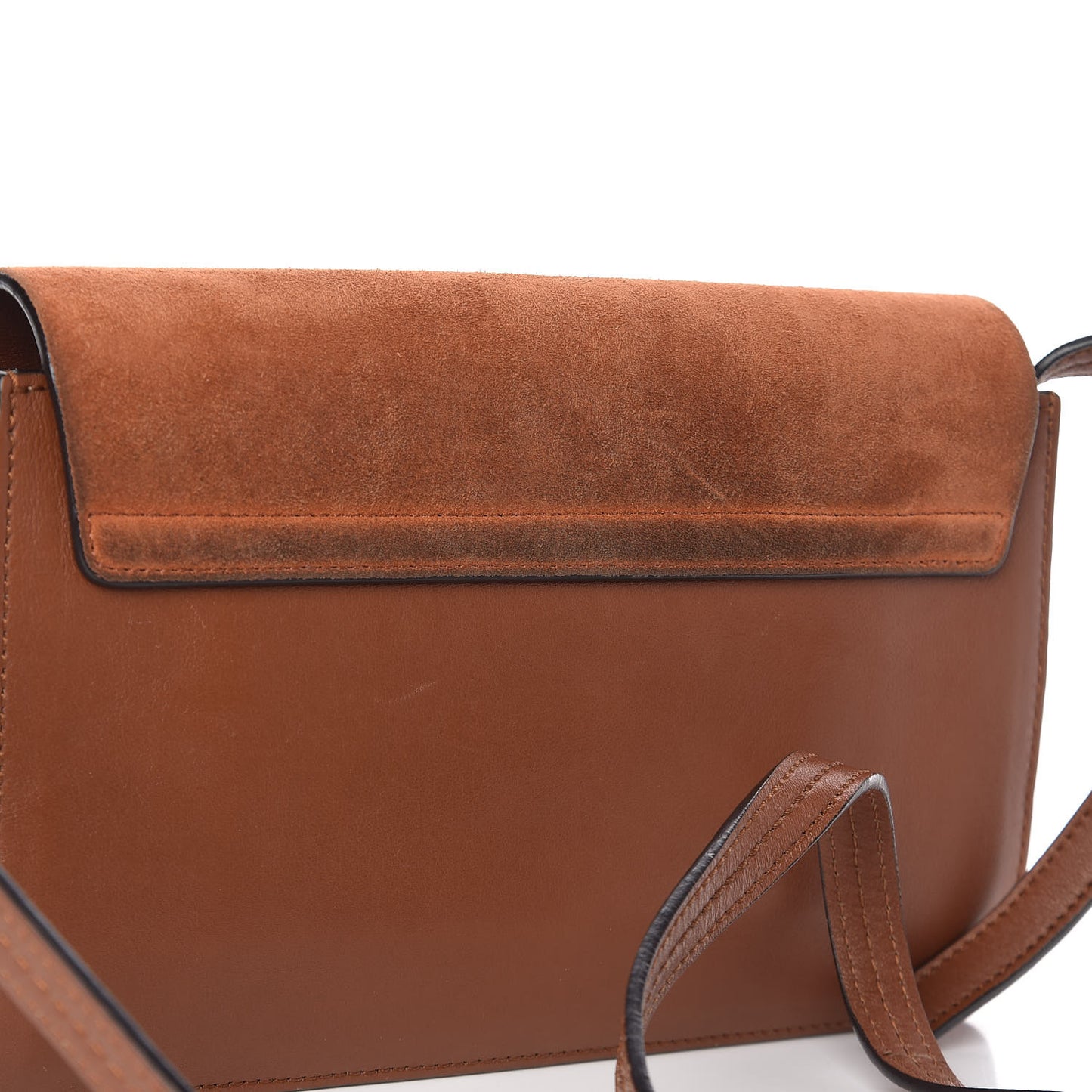 Suede Calfskin Small Faye Shoulder Bag Tobacco