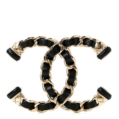 Chanel Lambskin Chain CC Brooch Black Gold 1 of 5