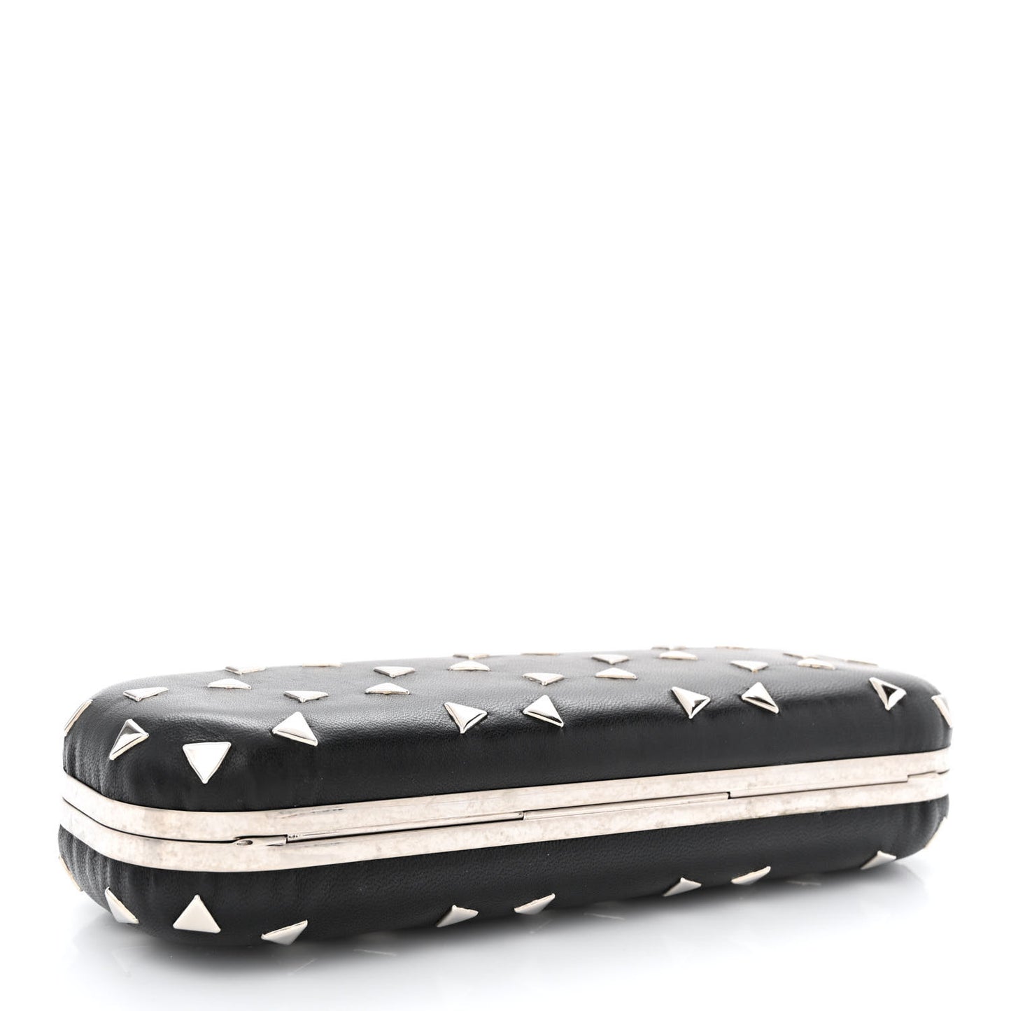 Nappa Triangle Studded Knucklebox Clutch Black