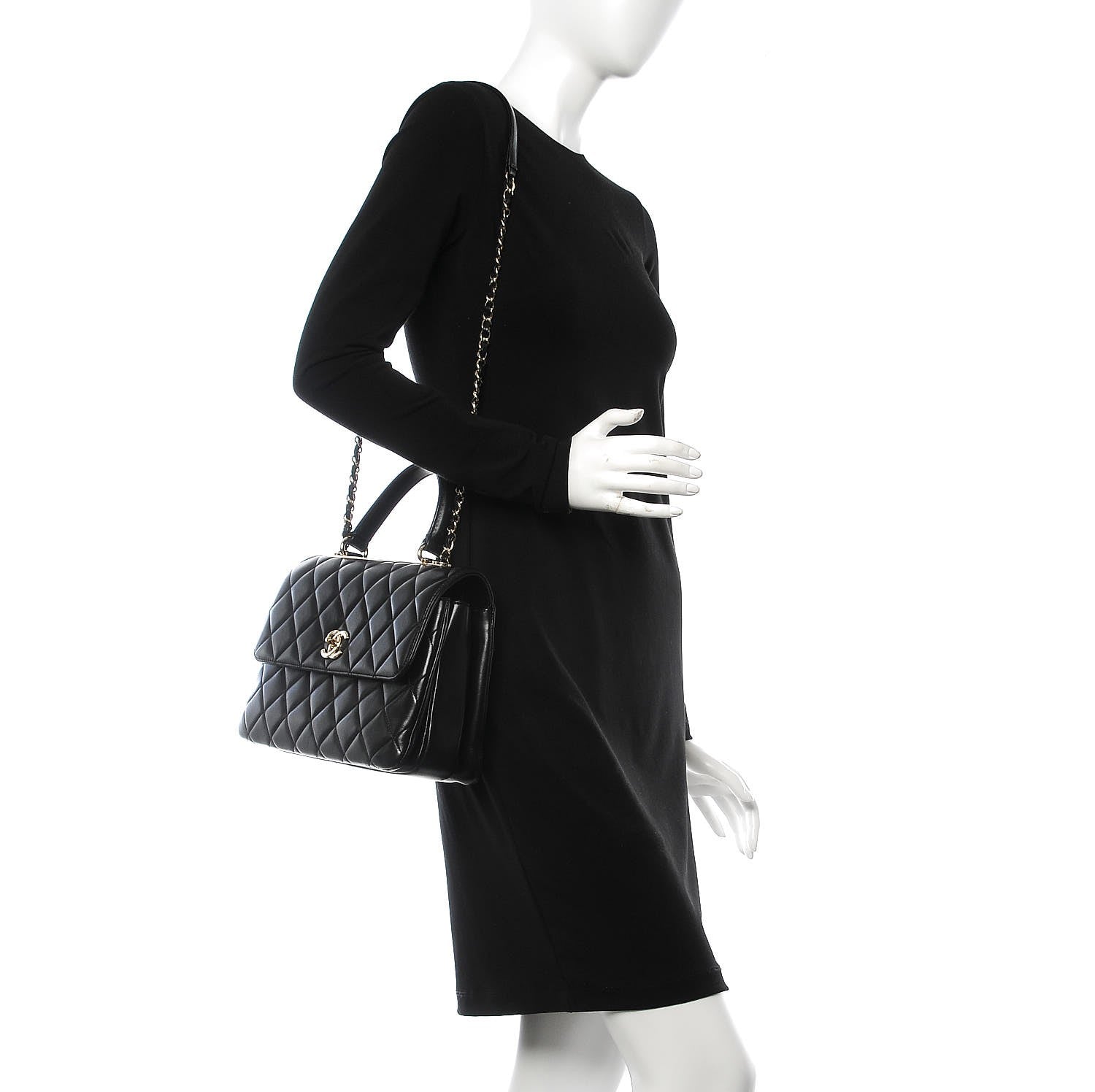 Chanel Lambskin Quilted Medium Trendy CC Flap Dual Handle Bag Black 2 of 9