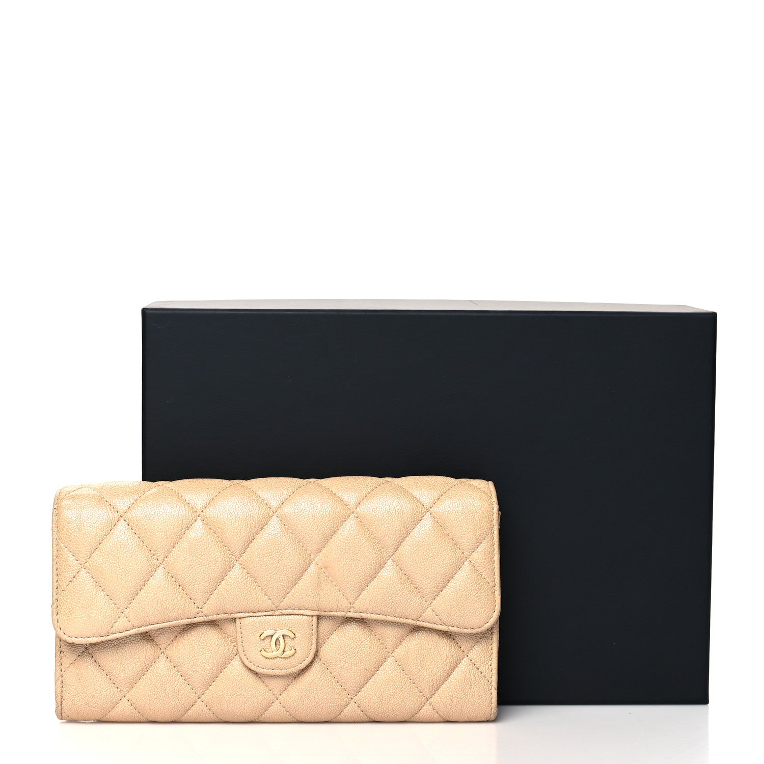 Chanel Iridescent Caviar Quilted Long Flap Wallet Beige 15 of 15