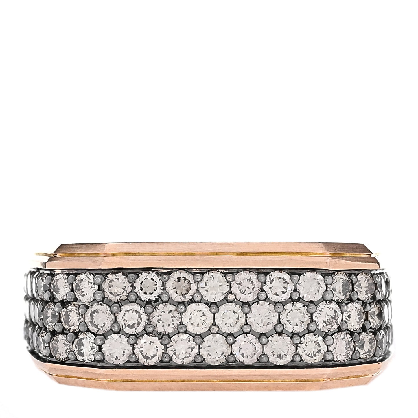 18K Rose Gold Cognac Diamond 10mm Streamline Signet Ring 60 9