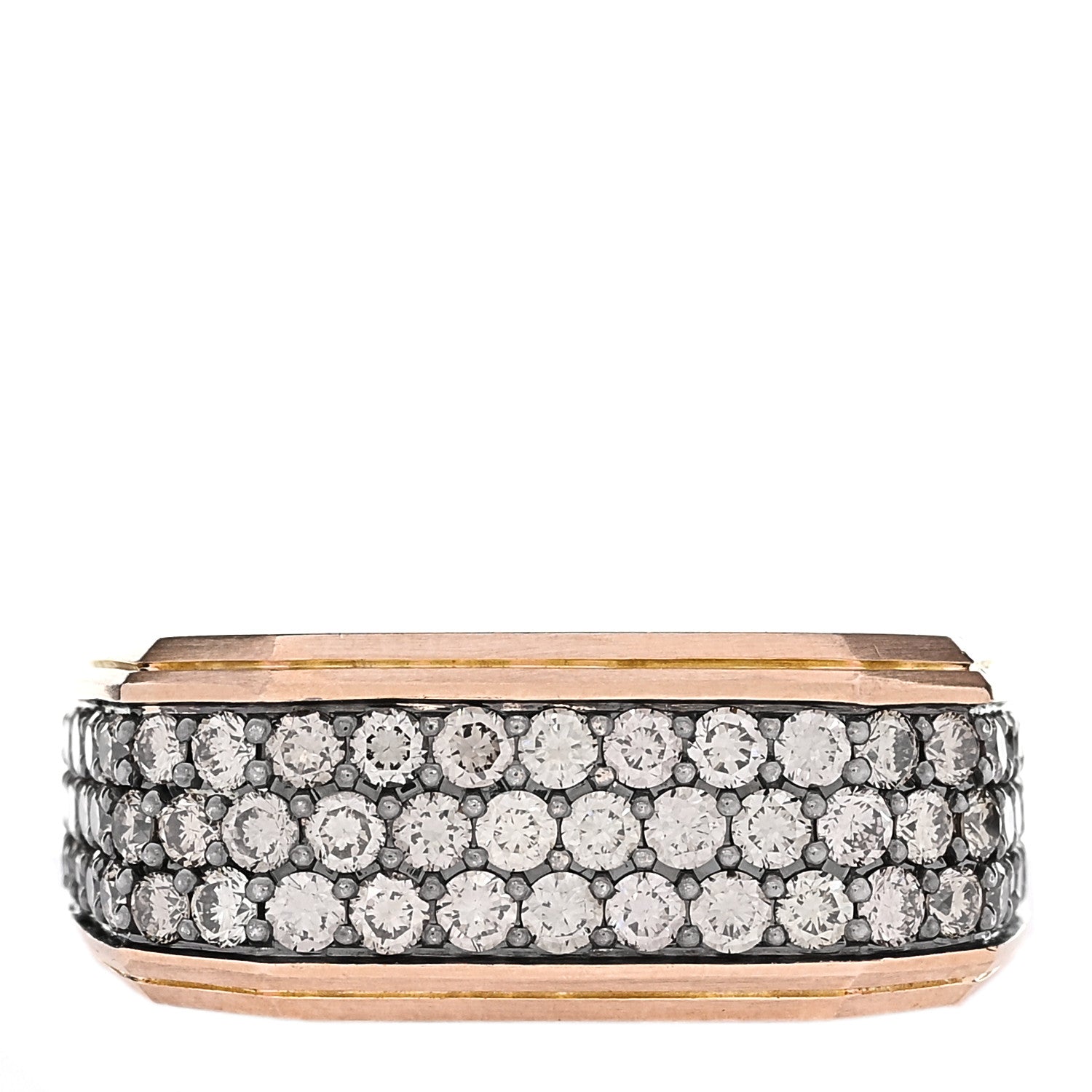David Yurman 18K Rose Gold Cognac Diamond 10mm Streamline Signet Ring 60 9 1 of 5