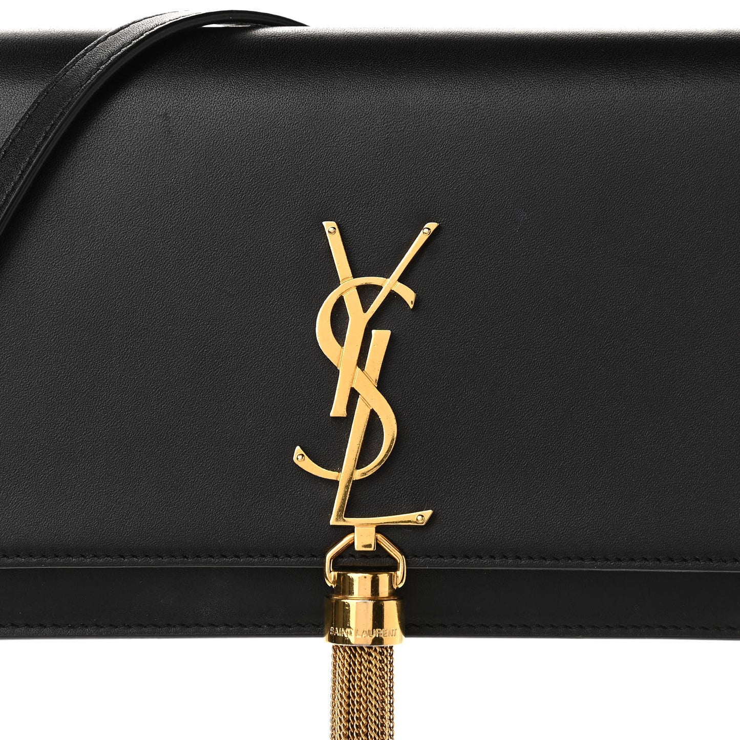 Smooth Calfskin Classic Monogram Kate Tassel Chain Wallet Black