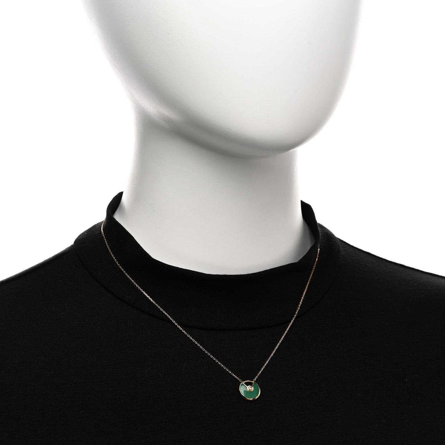 18K Yellow Gold Diamond Chrysoprase XS Amulette de Cartier Pendant Necklace