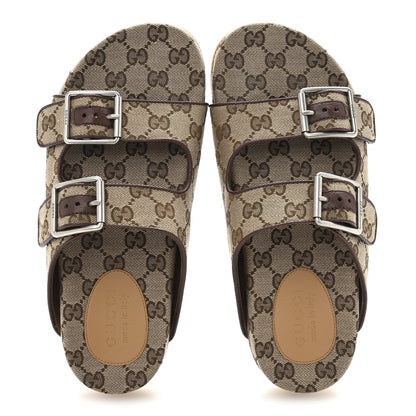 Gucci GG Monogram Lavaredo Eco Fabric Mens Slide Sandals With Straps 6 Beige Ebony Light Brown 2 of 10