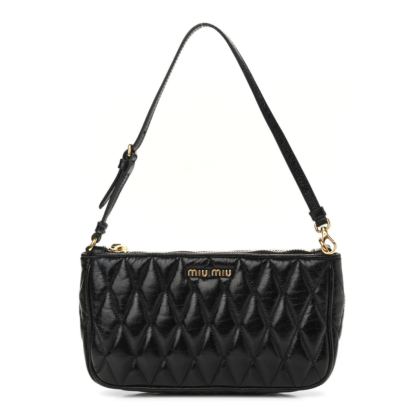 Vitello Shine Quilted Pochette Black