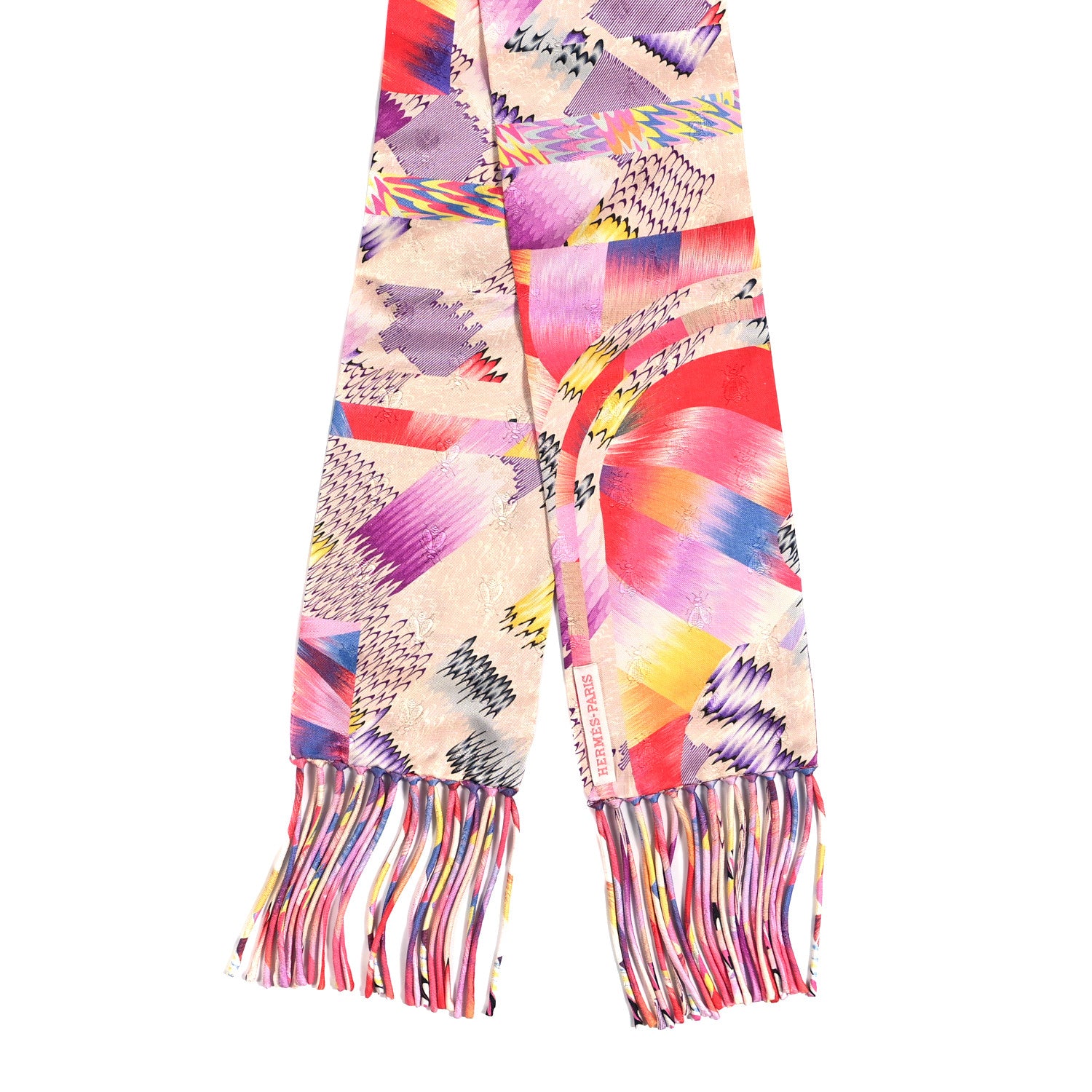 Hermes Silk Marble Fringed Muffler Rose Multicolor 2 of 4