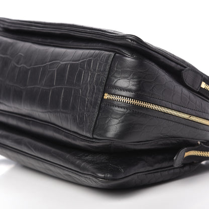 Celine Crocodile Embossed Calfskin Small Triptyque Satchel Black 7 of 9