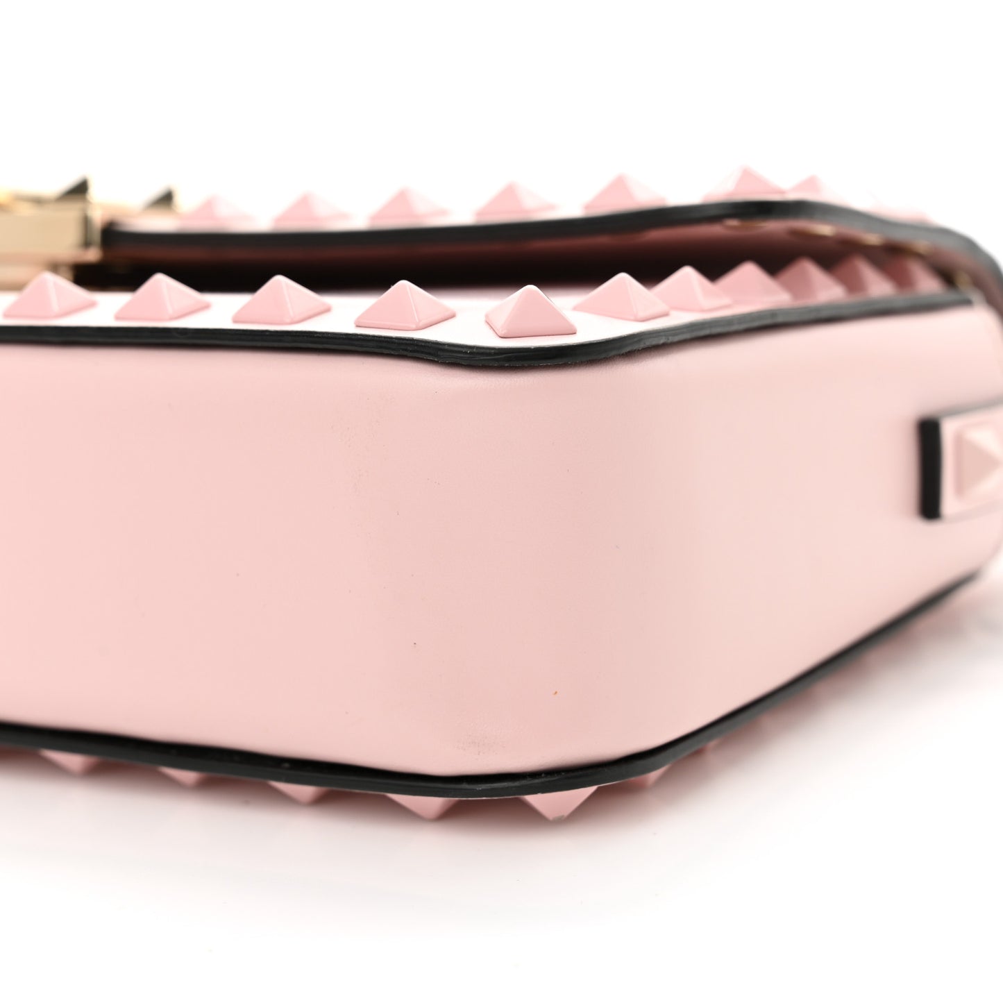 Smooth Calfskin Monochrome Rockstud Flip Lock Shoulder Bag Poudre