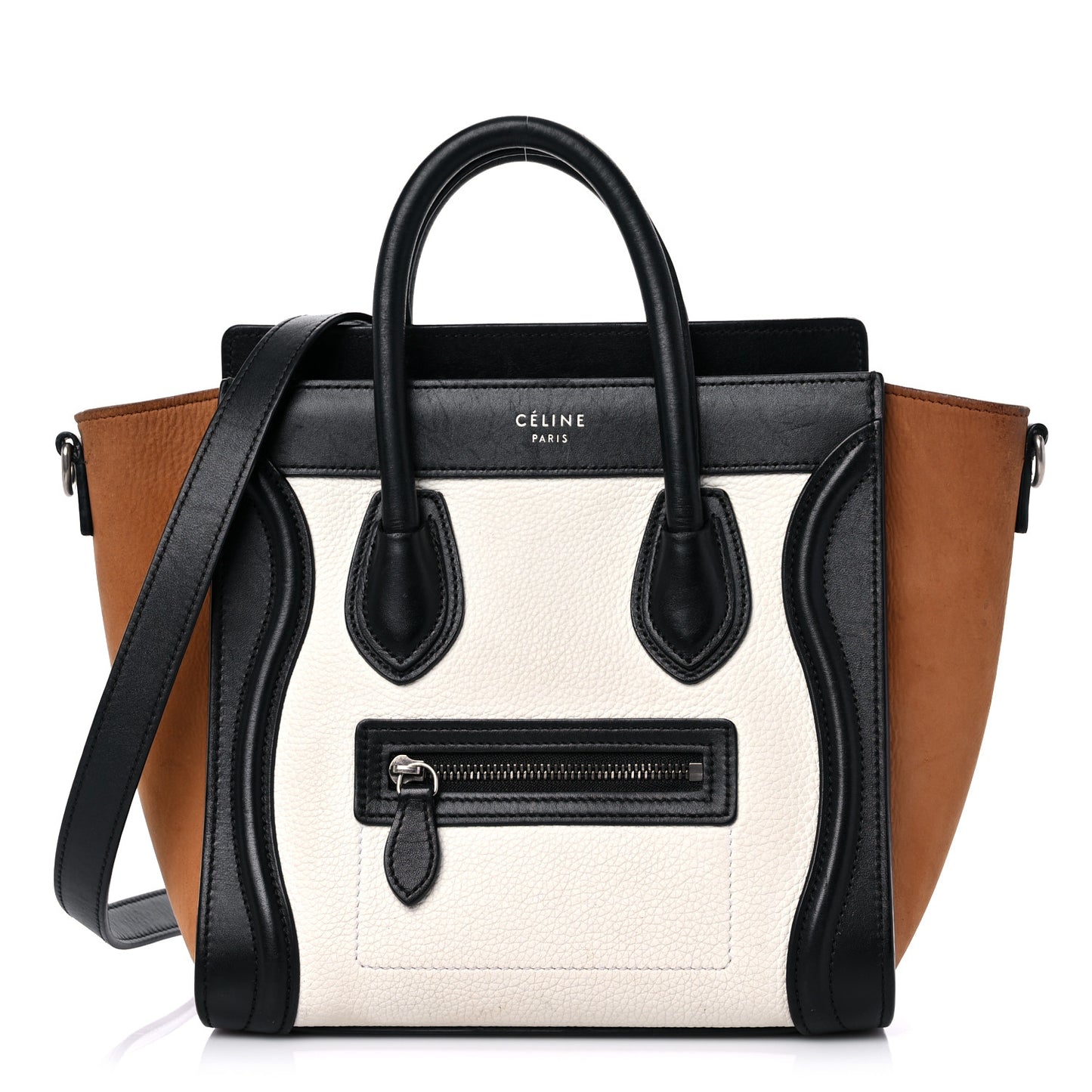 Smooth Drummed Calfskin Nano Tri-Color Luggage White