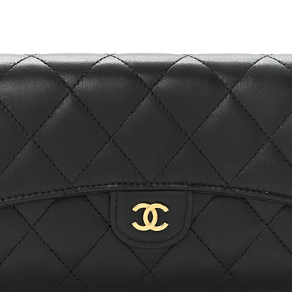 Chanel Lambskin Quilted Large Gusset Flap Wallet Black 9 of 11
