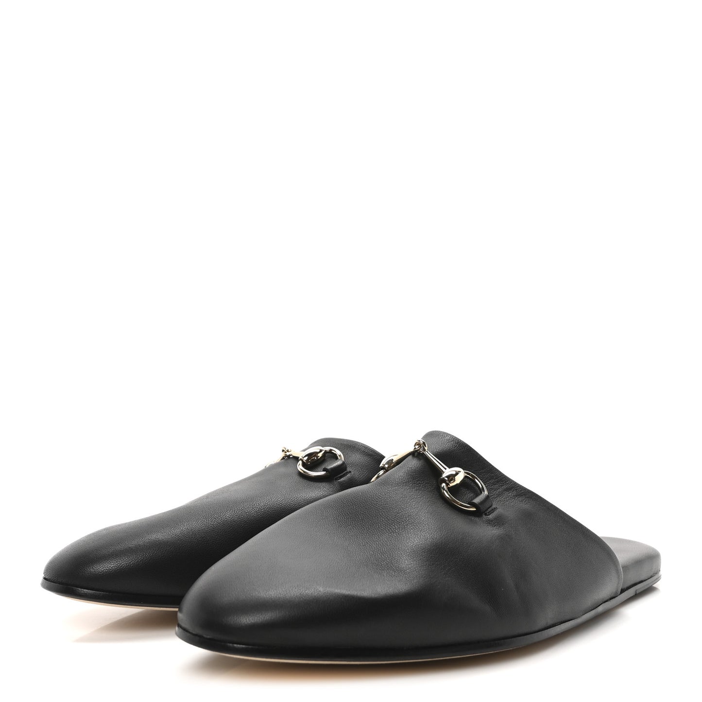Calfskin Mens Horsebit Slippers 9 Black