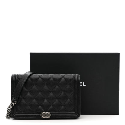 Chanel Caviar Quilted Boy Wallet On Chain WOC Black 11 of 11
