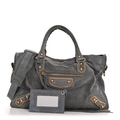 Balenciaga Suede Gold Metallic Edge Hardware City Gris Plomb 1 of 14