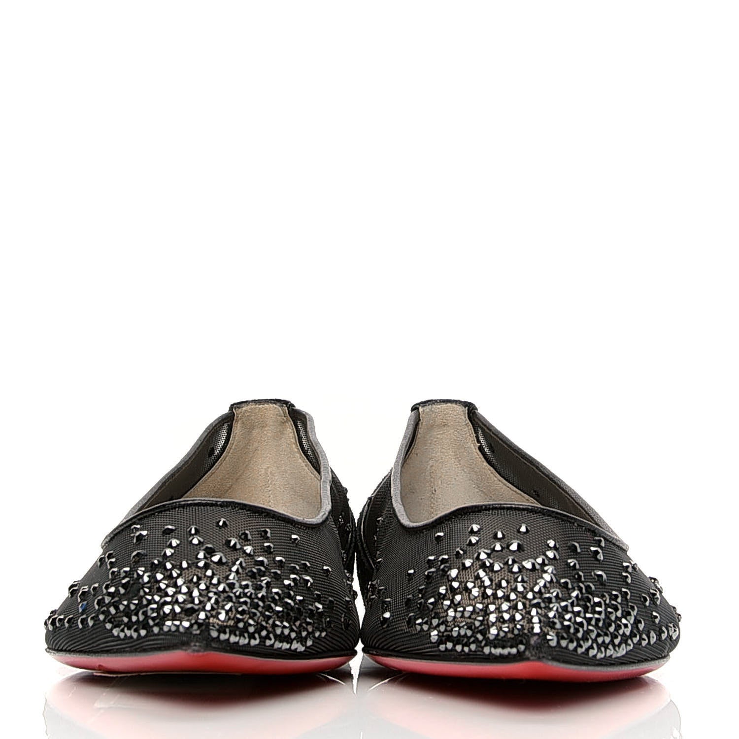 Christian Louboutin Mesh Crystal Embellished Follies Strass Flats 37 Black 2 of 6