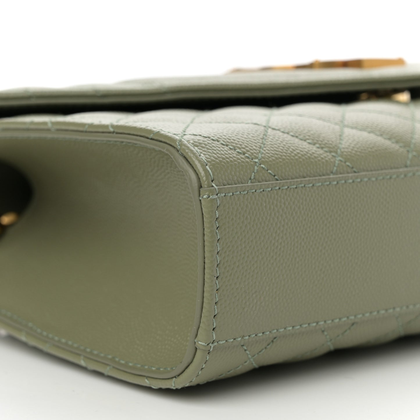 Grain De Poudre Textured Mixed Matelasse Triquilt Medium Monogram Satchel Light Sage