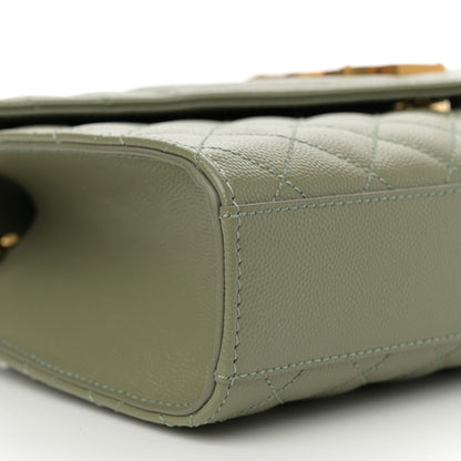 Saint Laurent Grain De Poudre Textured Mixed Matelasse Triquilt Medium Monogram Satchel Light Sage 9 of 10