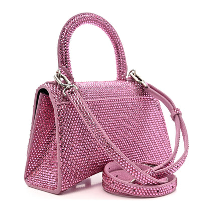 Balenciaga Strass Suede Hourglass Top Handle Bag XS Pink 3 of 11
