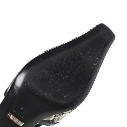 Gucci GG Monogram Malaga Kid Square G 35mm Slingback Pumps 37 Beige Blue 8 of 9