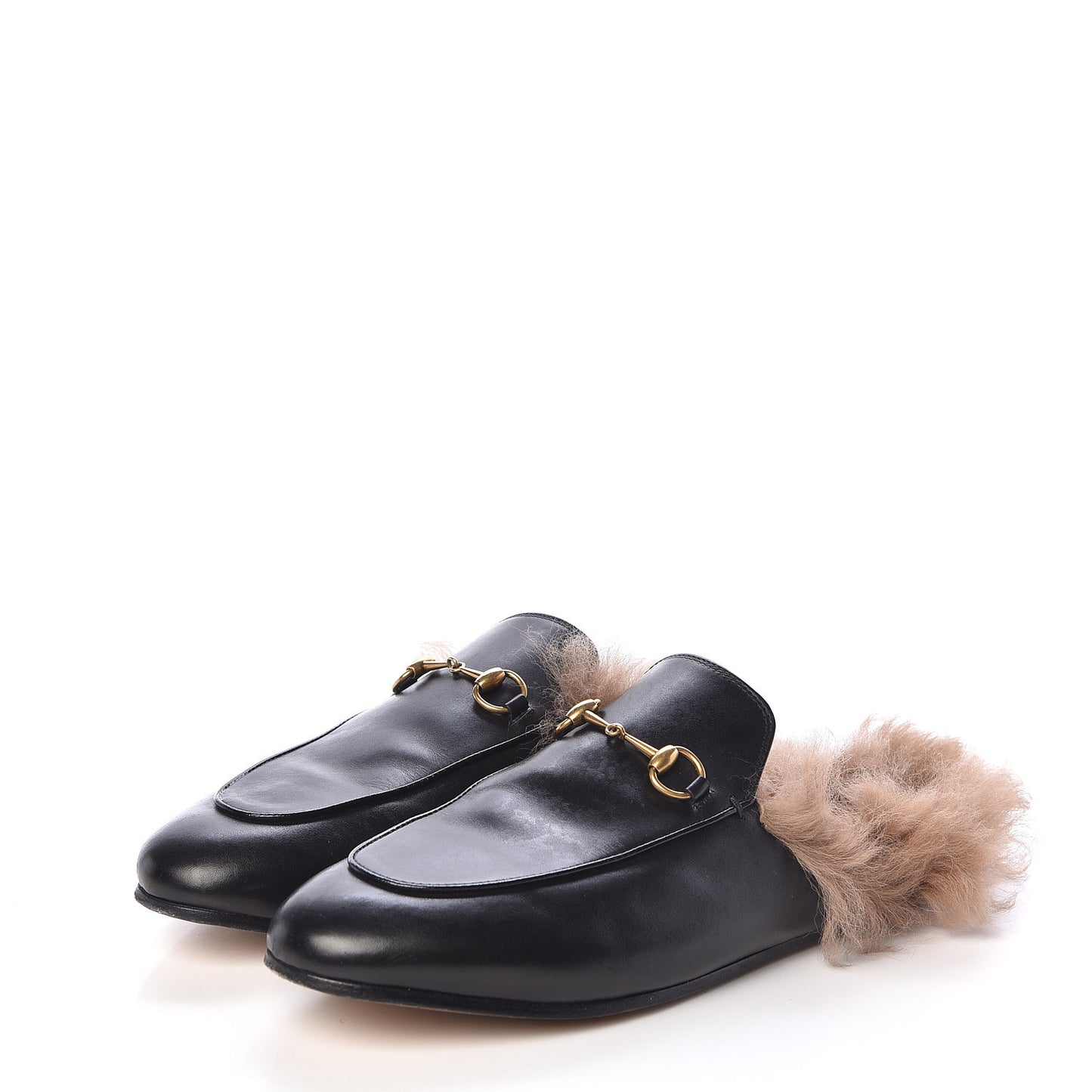 Calfskin Fur Womens Princetown Slippers 41 Black