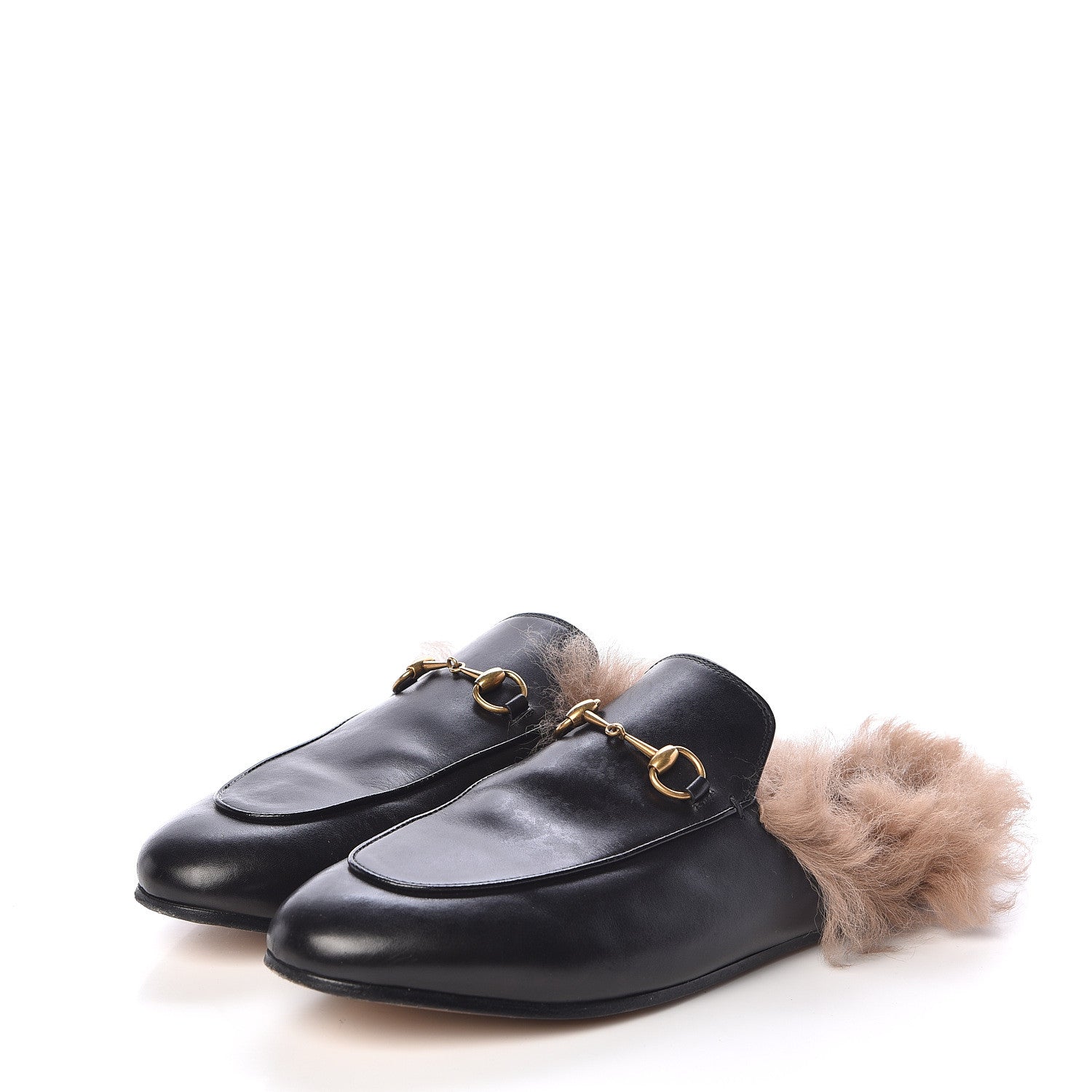 Gucci Calfskin Fur Womens Princetown Slippers 41 Black 3 of 12