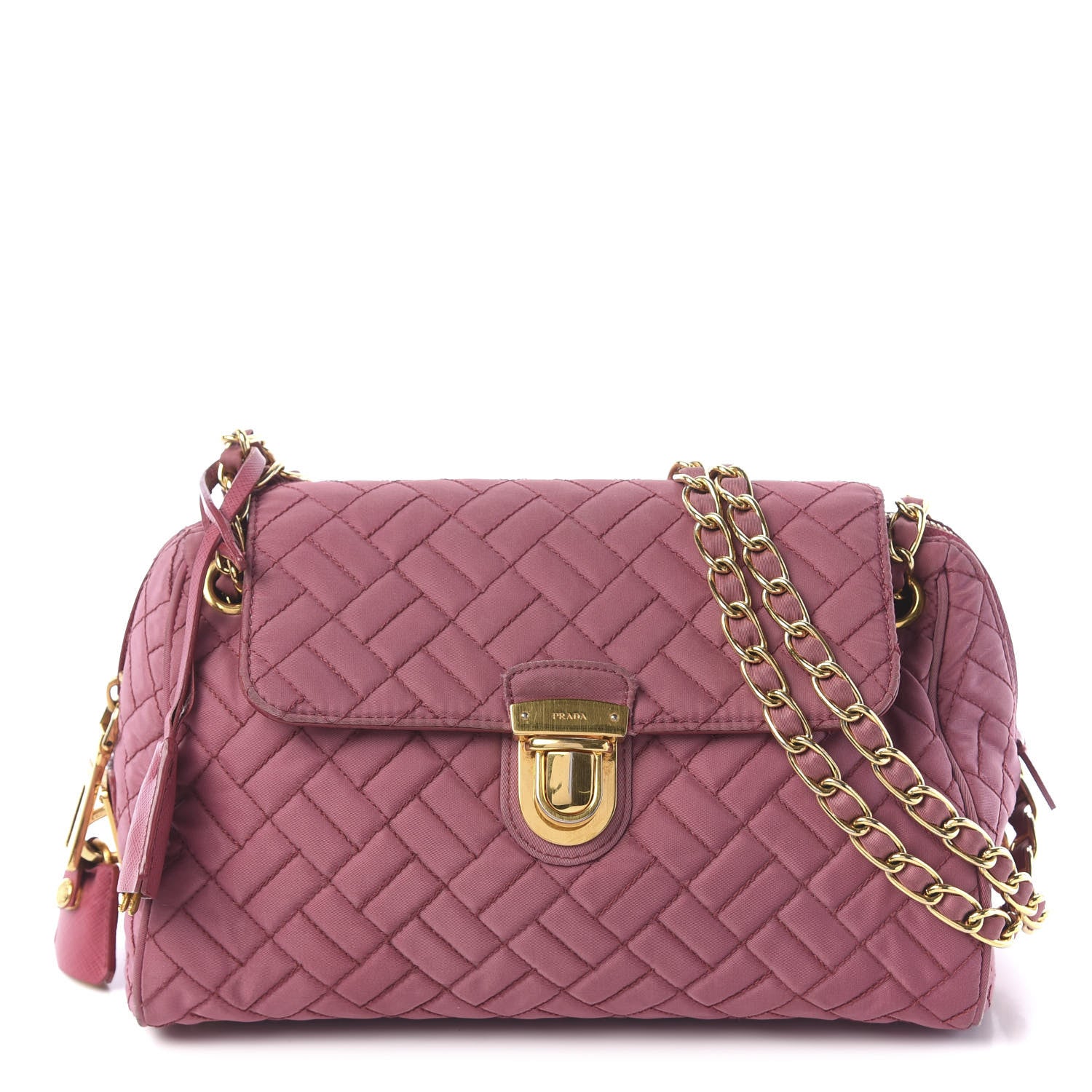 Prada Nylon Tessuto Impunture Quilted Flap Pink 1 of 10