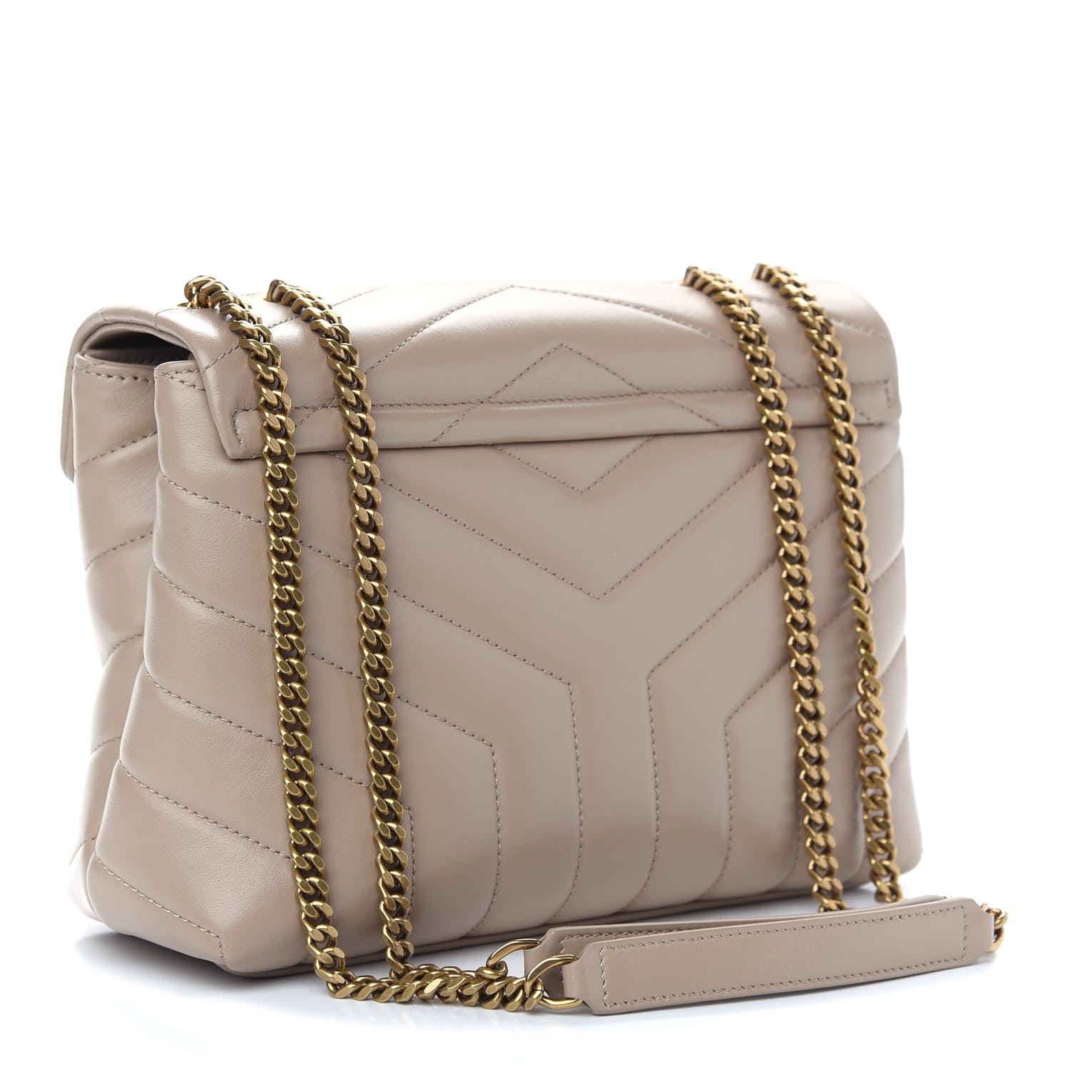 Saint Laurent Calfskin Y Quilted Monogram Small Loulou Chain Satchel Dark Beige 3 of 9