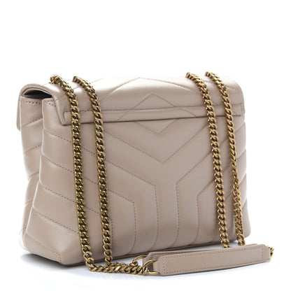 Saint Laurent Calfskin Y Quilted Monogram Small Loulou Chain Satchel Dark Beige 3 of 9