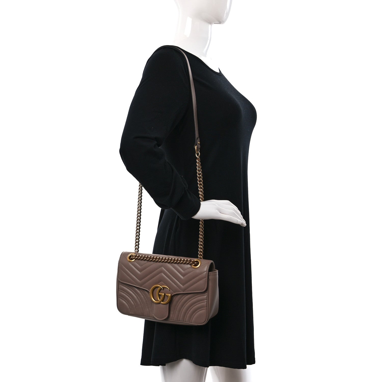 Gucci Calfskin Matelasse Small GG Marmont Shoulder Bag Porcelain Rose 3 of 9
