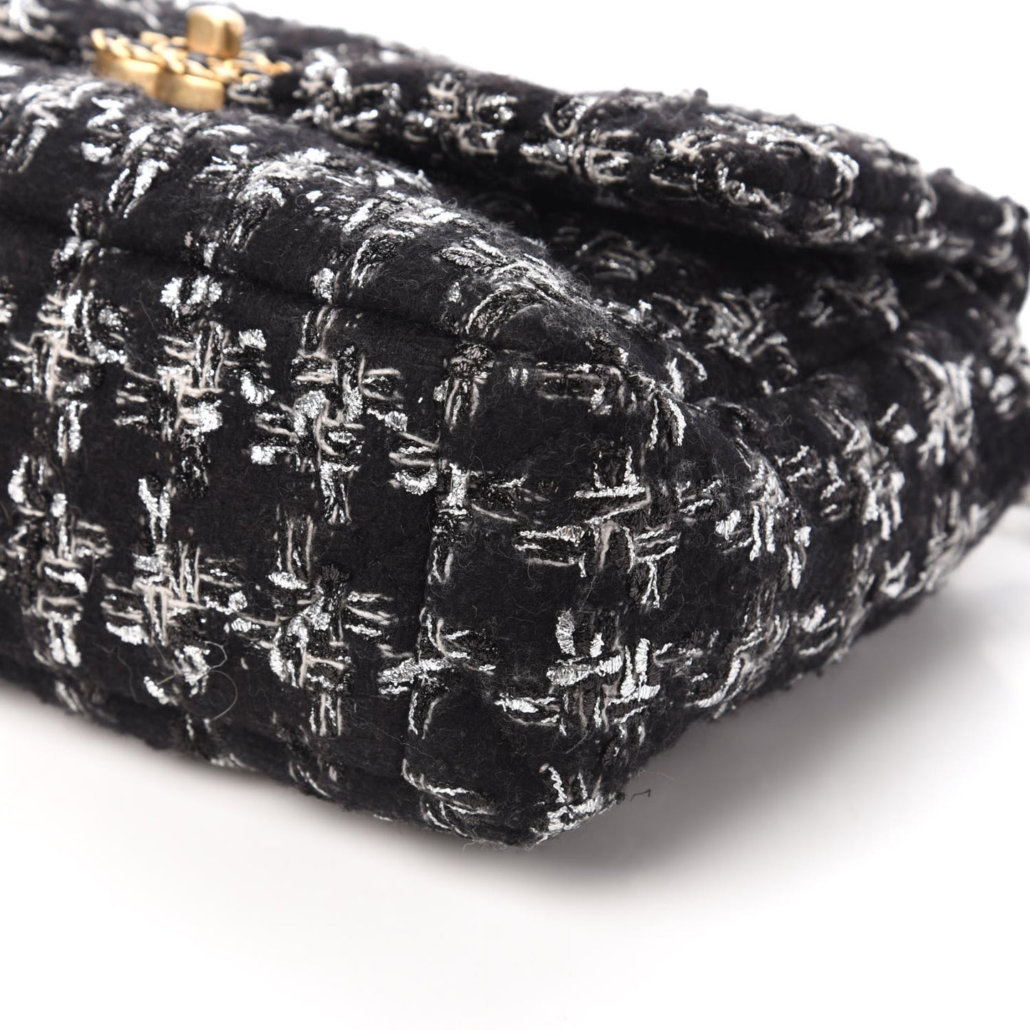 Tweed Quilted Large Chanel 19 Flap Black Silver Ecru