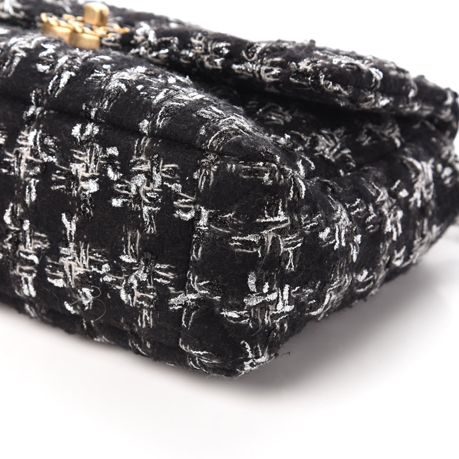 Chanel Tweed Quilted Large Chanel 19 Flap Black Silver Ecru 7 of 10
