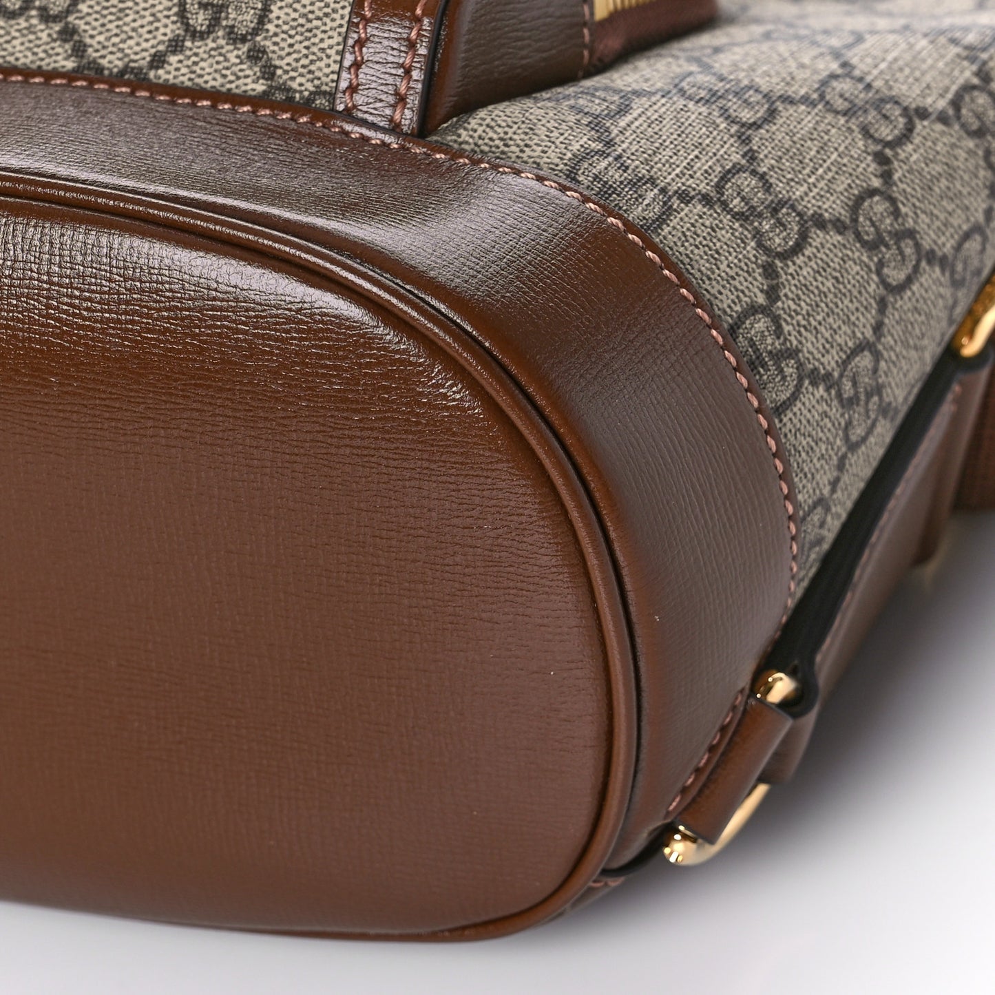 GG Supreme Monogram Azalea Calfskin Retro Interlocking G Buckle Backpack Beige Ebony Brown Sugar