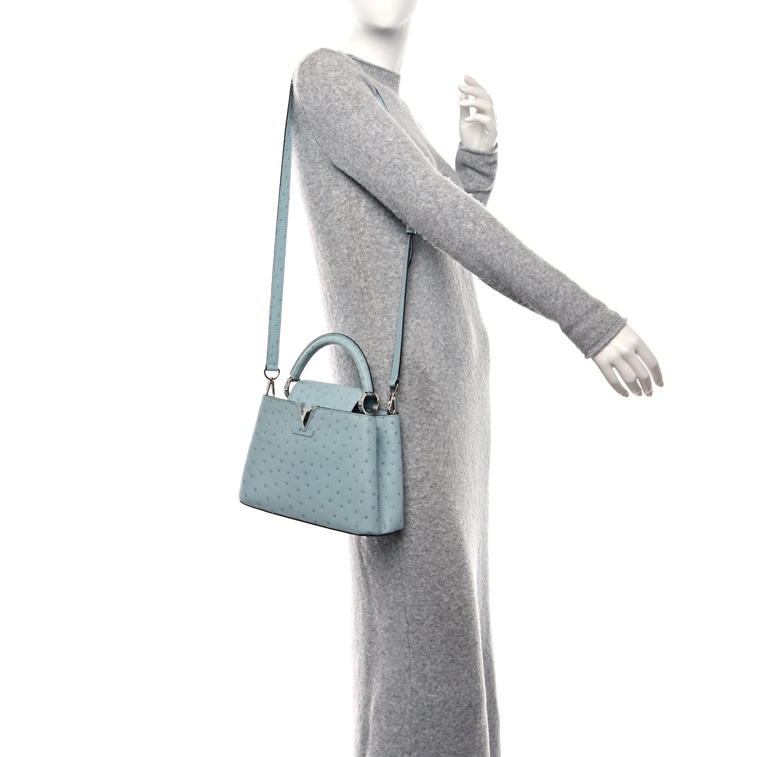Louis Vuitton Ostrich Capucines BB Light Blue 3 of 8