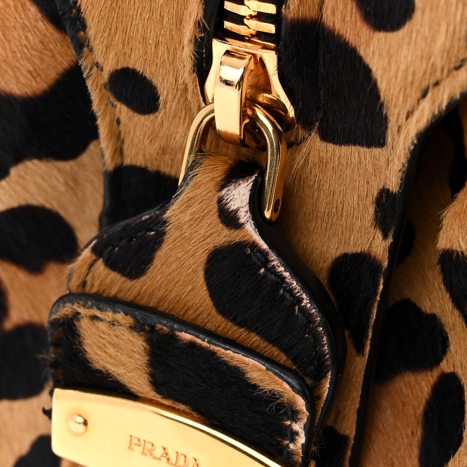 Prada Pony Hair Leopard Print Large Cavallino Miele Moro 12 of 14