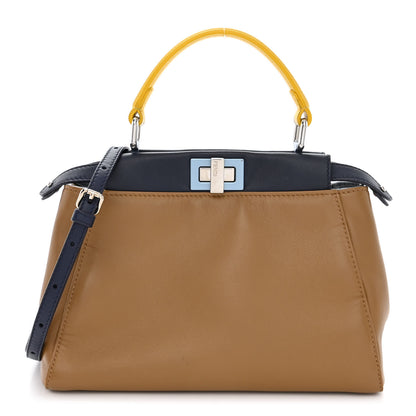 Fendi Nappa Mini Peekaboo Iconic Satchel Beige Blueberry Limone 1 of 14