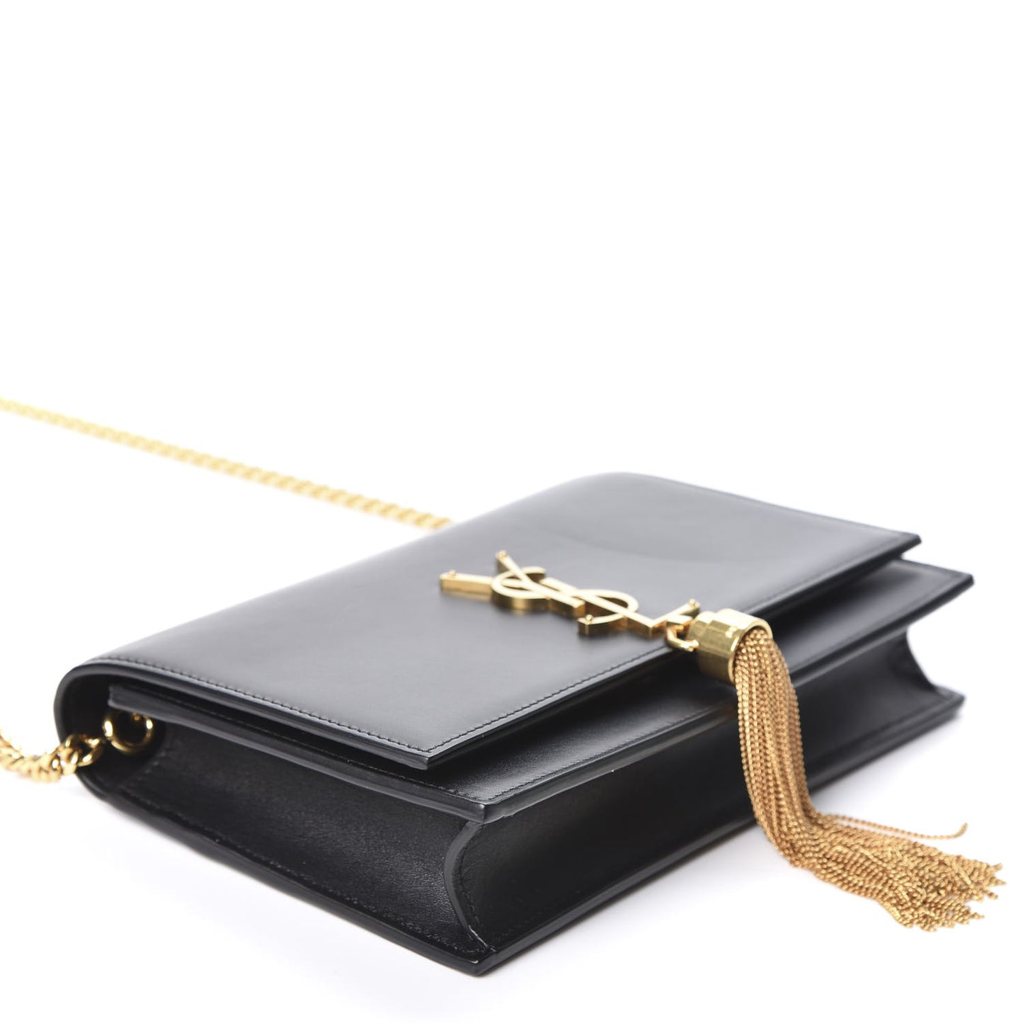Smooth Calfskin Classic Monogram Kate Tassel Chain Wallet Dark Leaf