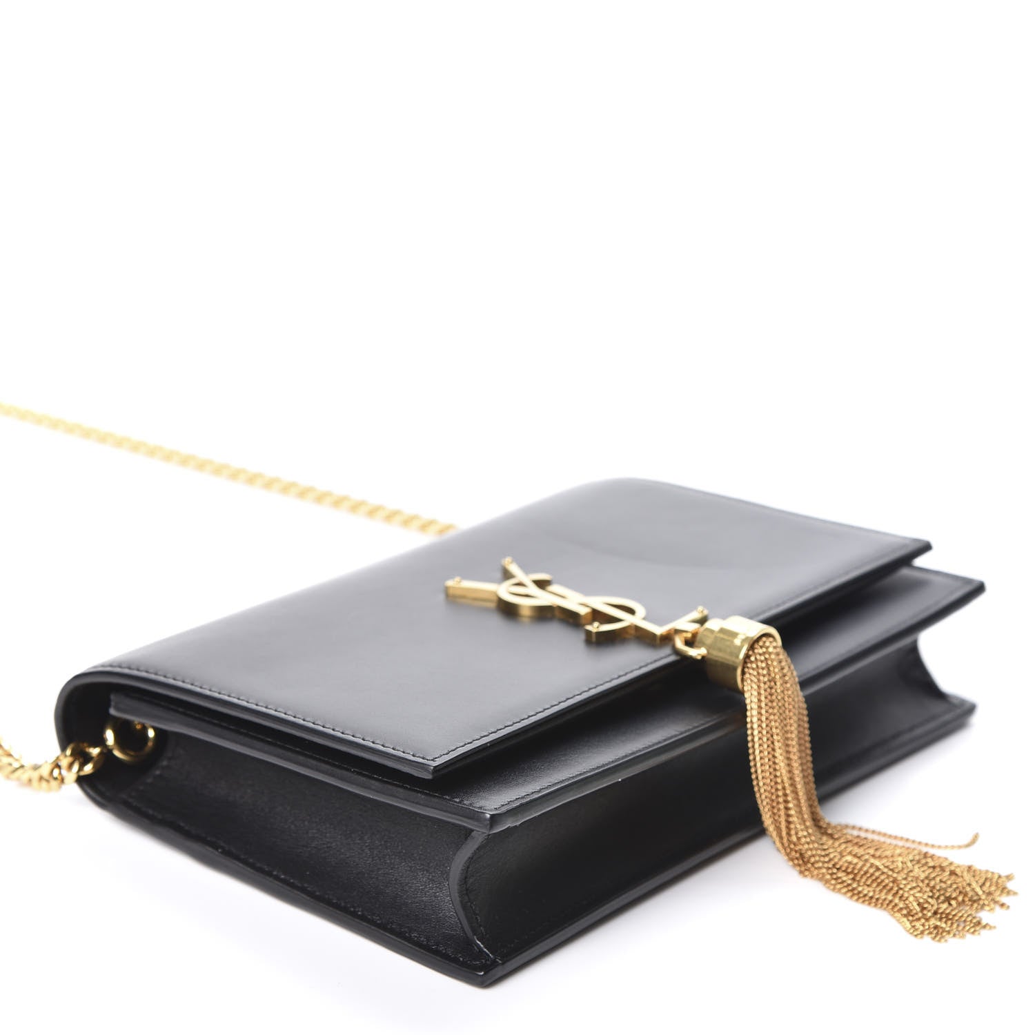 Saint Laurent Smooth Calfskin Classic Monogram Kate Tassel Chain Wallet Dark Leaf 3 of 9