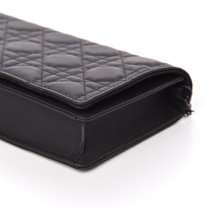 Christian Dior Ultra Matte Calfskin Cannage Lady Dior Clutch Black 9 of 10