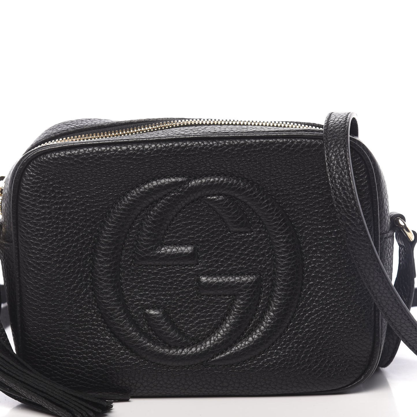 Pebbled Calfskin Small Soho Disco Bag Black
