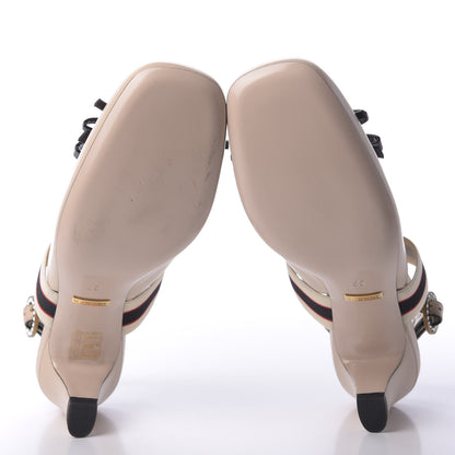 Gucci Malaga Kid Bow Ace Stripe Mid Heel Slingback Pumps 37 Beige 6 of 10