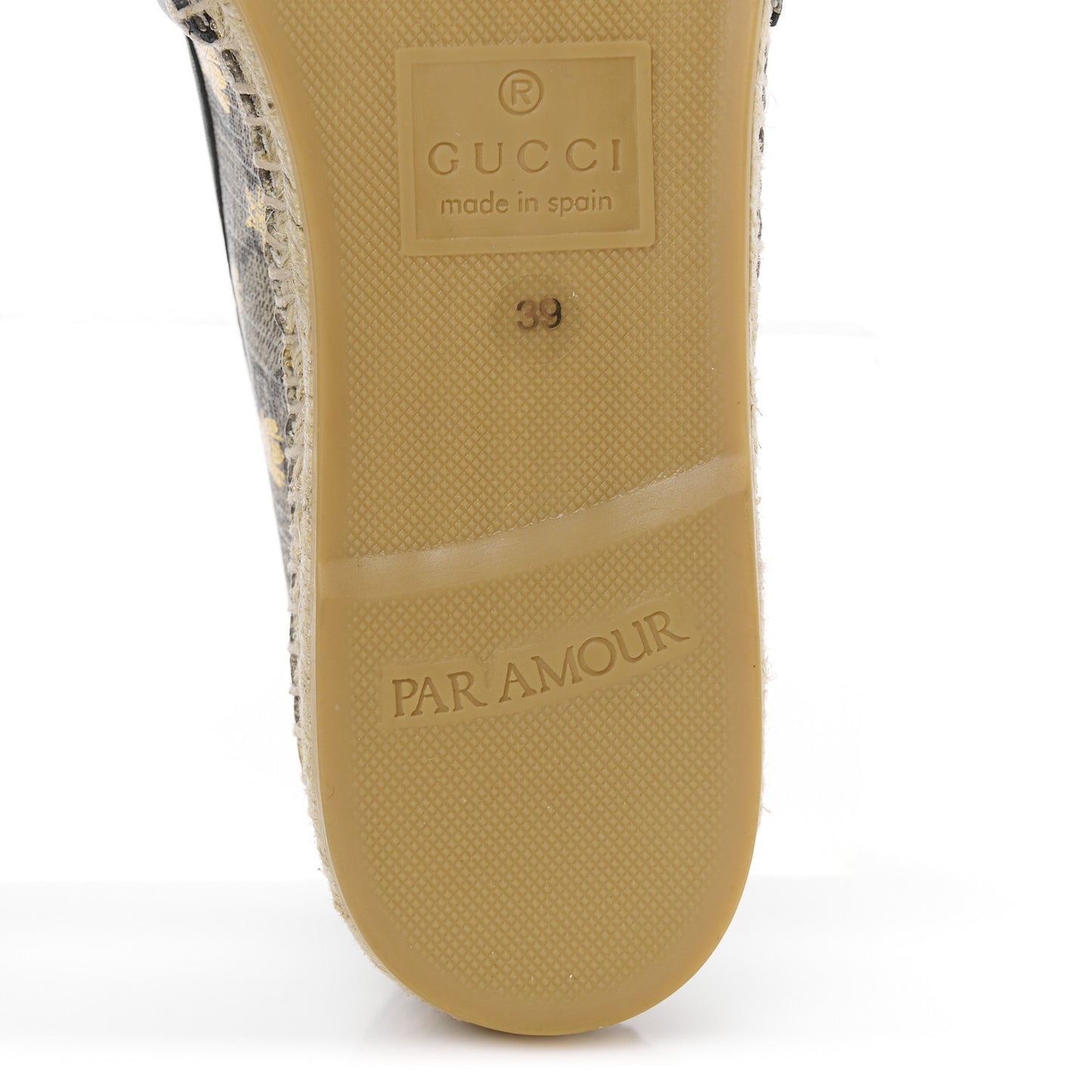 GG Supreme Monogram Bees Espadrille Flats 39 Beige Ebony Oro Black