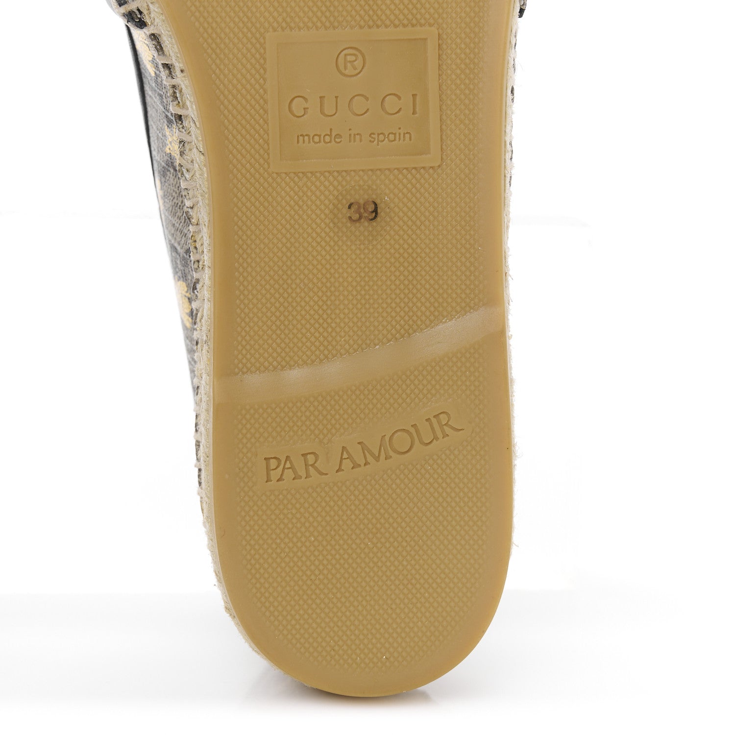 Gucci GG Supreme Monogram Bees Espadrille Flats 39 Beige Ebony Oro Black 9 of 12