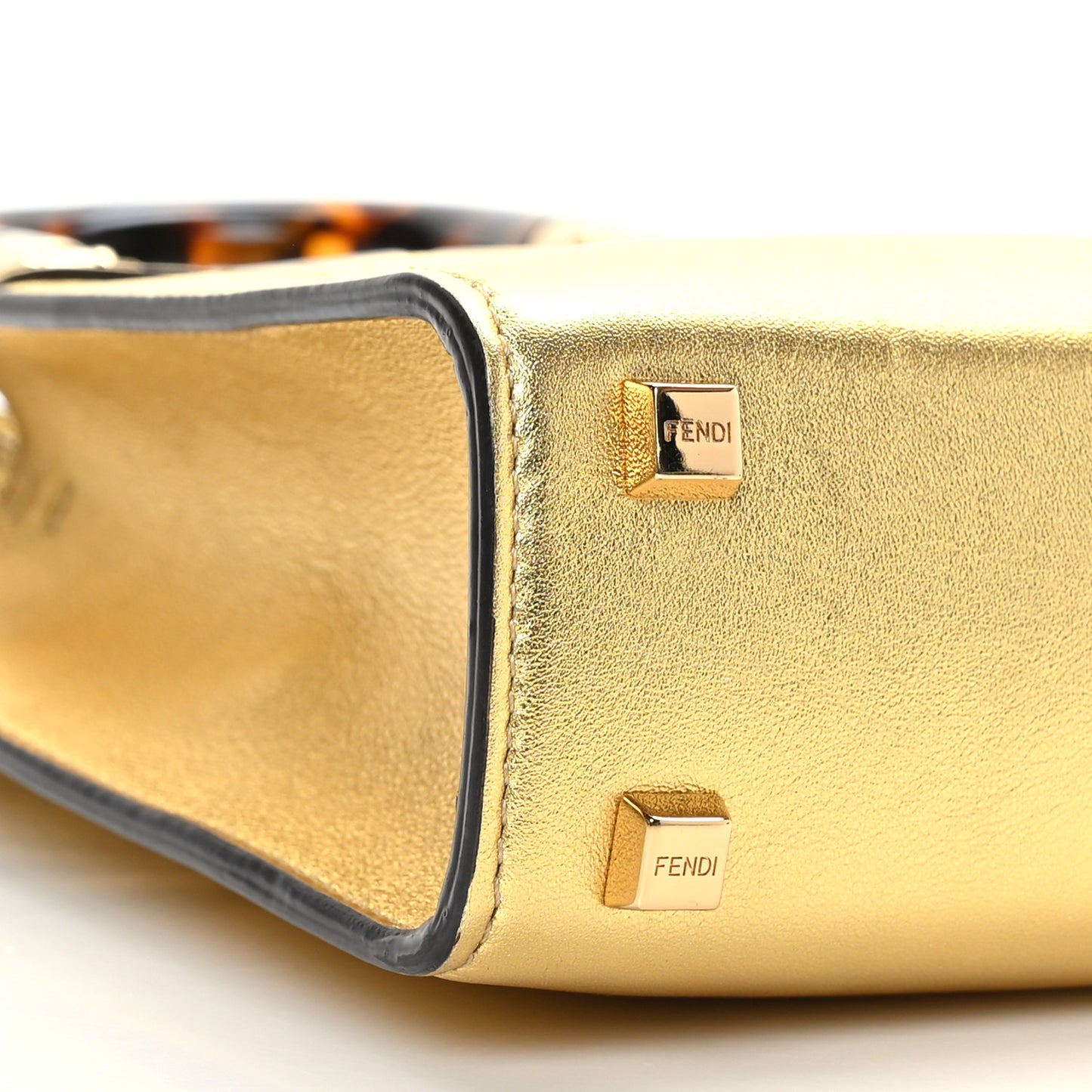 Vitello Catalan Mirror Plexiglass Mini Fendi Sunshine Shopper Tote Gold