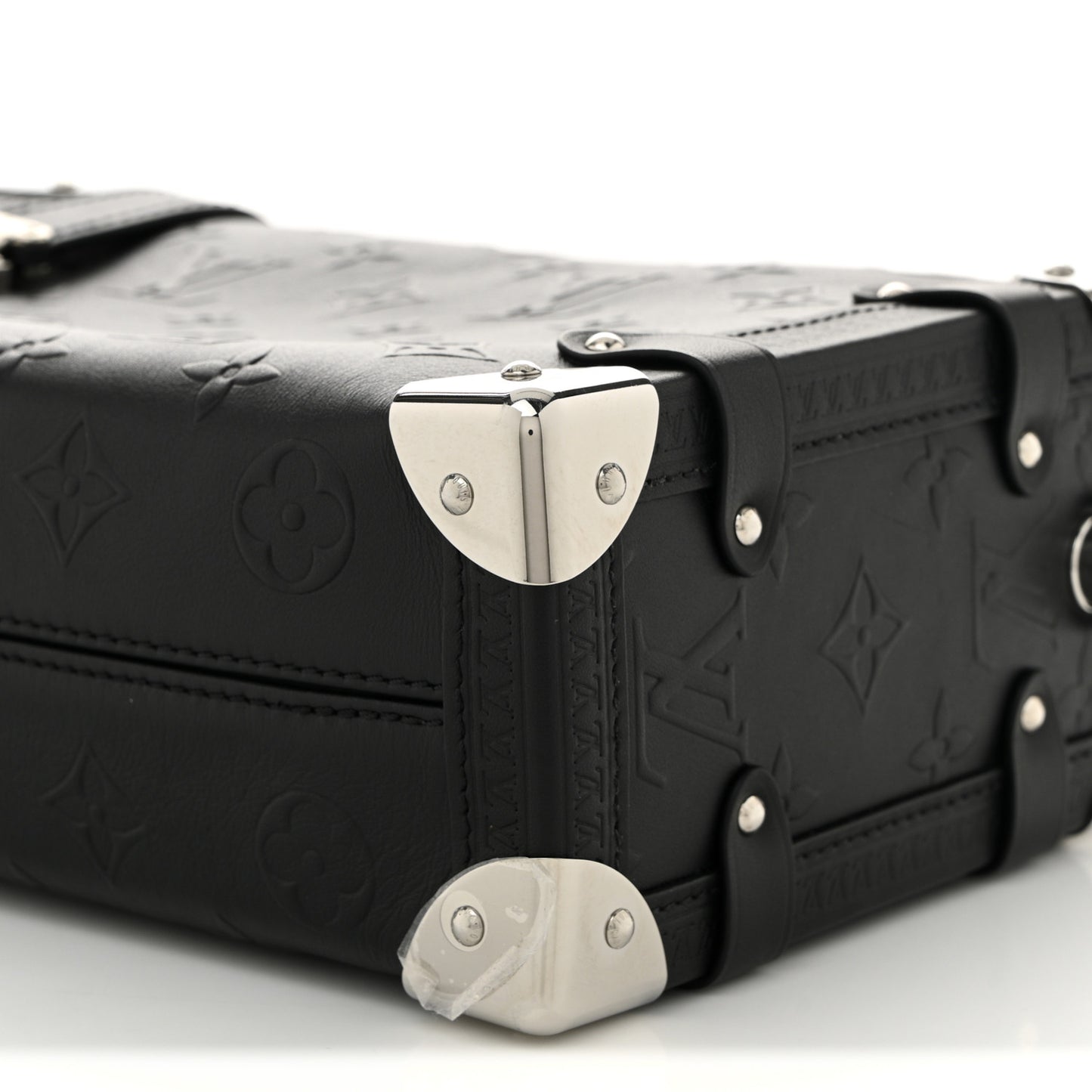 Calfskin Debossed Monogram Side Trunk Black