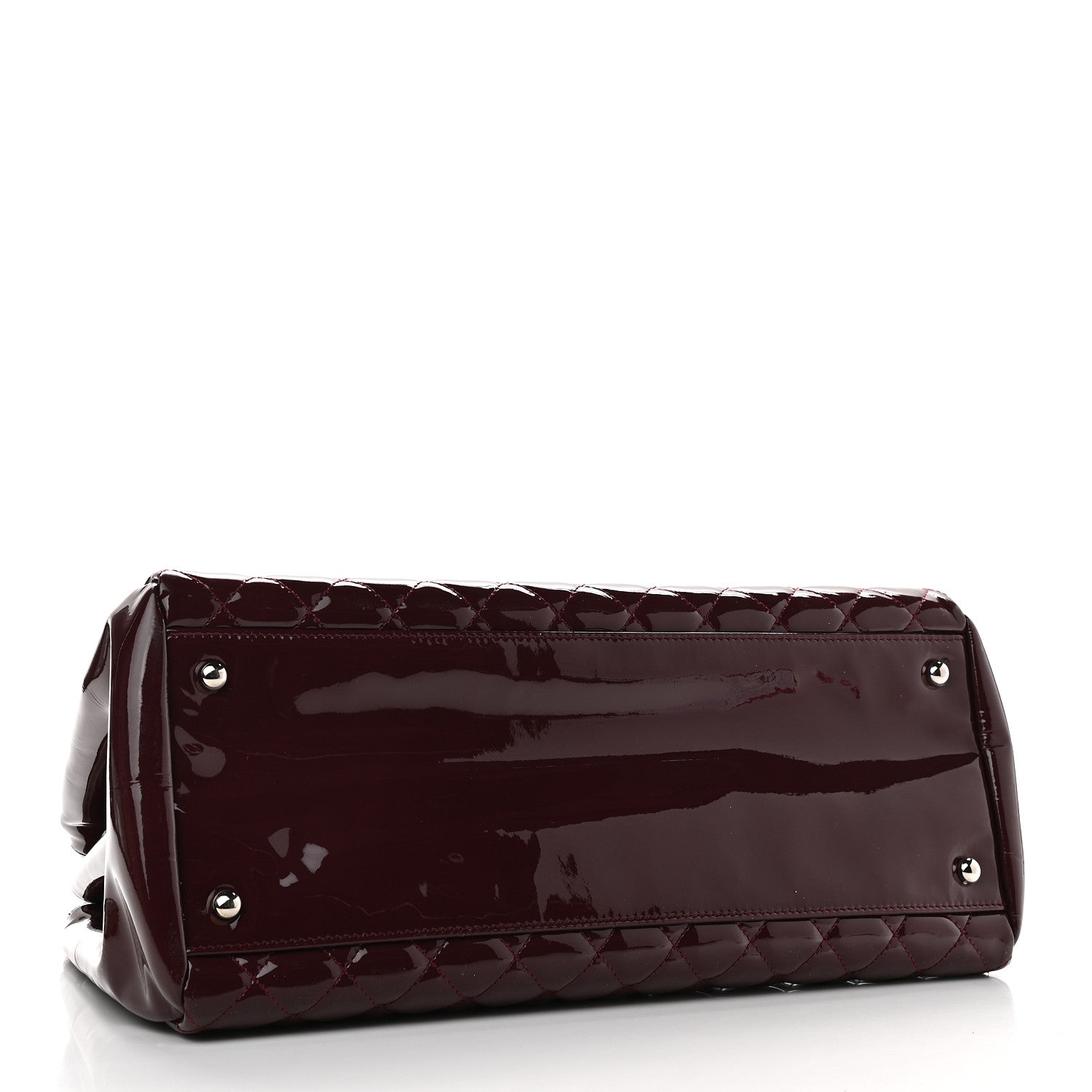 Chanel Patent Quilted Large Just Mademoiselle Bowling Bag Plum 4 of 9