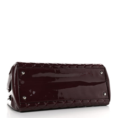 Chanel Patent Quilted Large Just Mademoiselle Bowling Bag Plum 4 of 9