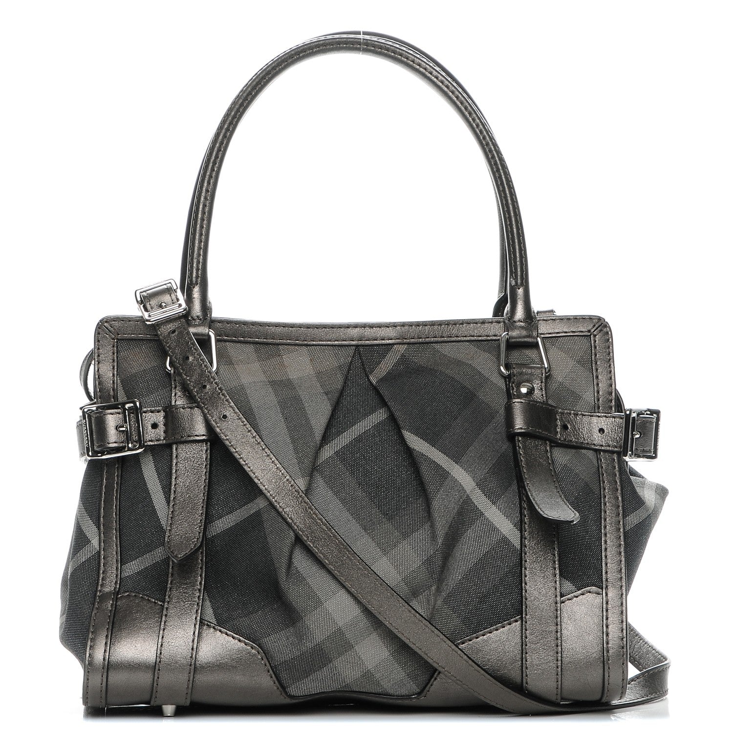 Burberry Shimmer Check Pilgrim Satchel Pewter 1 of 15