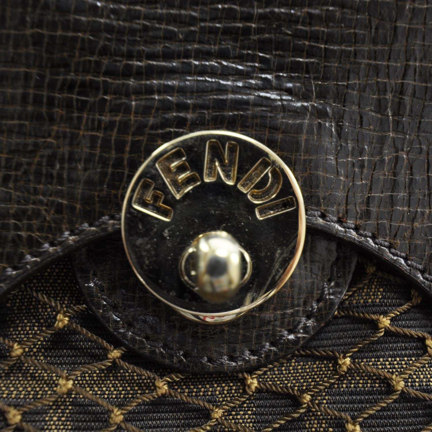 Fendi Leather Zucca Mille Feuille Shoulder Bag Tobacco 10 of 12